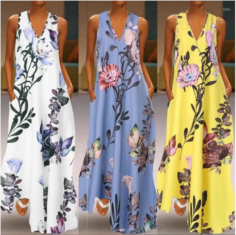 Casual Dresses Fashion Summer Sundress Women Long Maxi Vestidos Floral Printed Bohemian Dress Ladies Pockets Tunic Robe, White
Casual Dresses Fashion Summer Sundress Women Long Maxi Vestidos Floral Printed Bohemian Dress Ladies Pockets Tunic Robe, White
