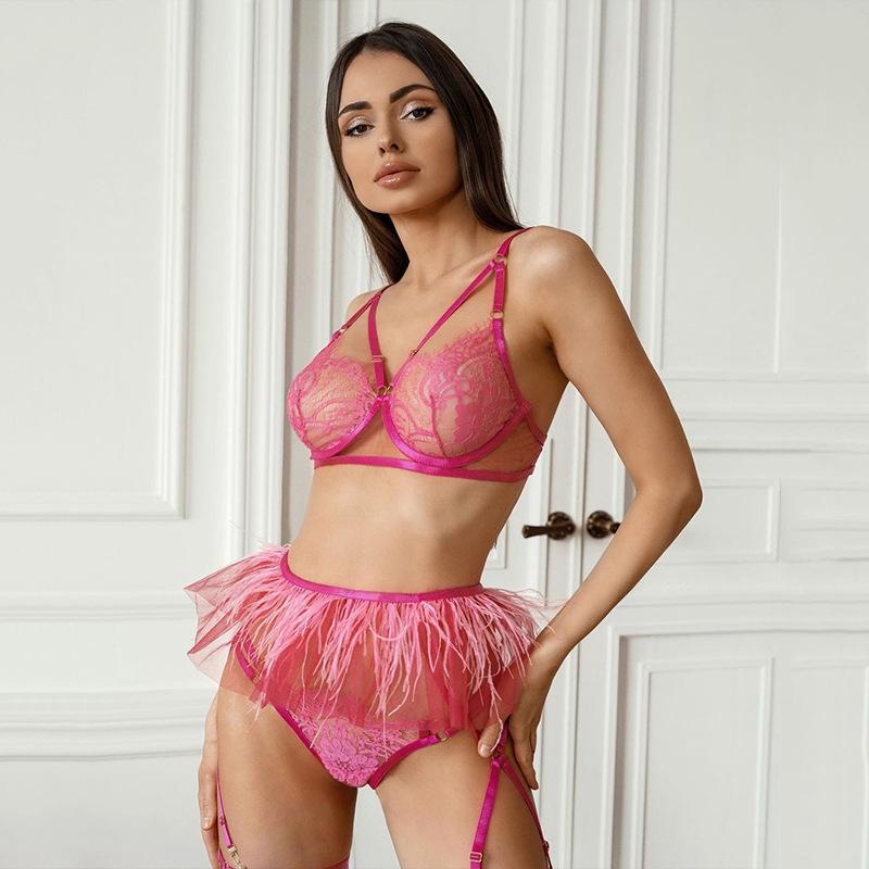 Bras Sets Women's Sexy Underwear Exquisite Lace Mesh Eyelash Feather Four Piece Set Only With Perspective TemptationBras, Black
Bras Sets Women's Sexy Underwear Exquisite Lace Mesh Eyelash Feather Four Piece Set Only With Perspective TemptationBras, Black