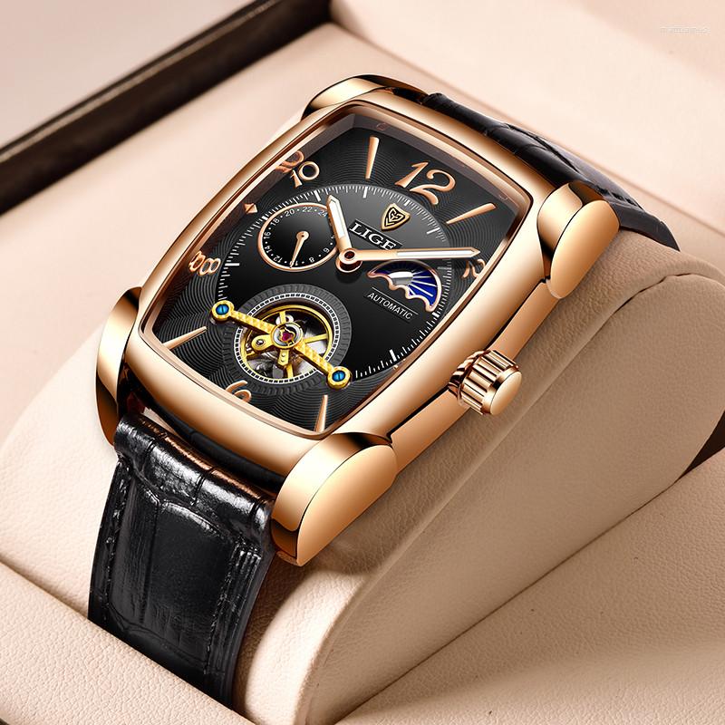 Wristwatches LIGE Men Mechanical Watches Tourbillon Automatic Watch For Male Business Sport Wristwatch Luminous Waterproof Leather Belt, Gold black
Wristwatches LIGE Men Mechanical Watches Tourbillon Automatic Watch For Male Business Sport Wristwatch Luminous Waterproof Leather Belt, Gold black
