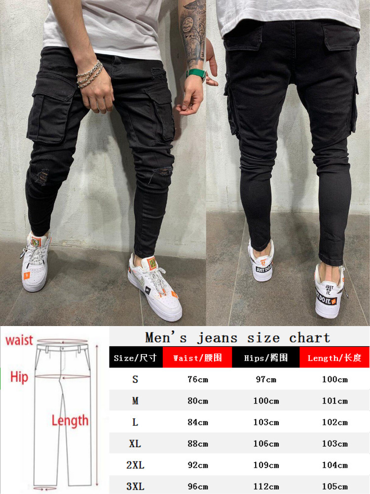 Men's Jeans Fashion Mens Stretchy Skinny Jeans Male Casual Streetwear Jogger Pants Jeans High Street Multiple Pockets Slim Fit Denim Pants 230214