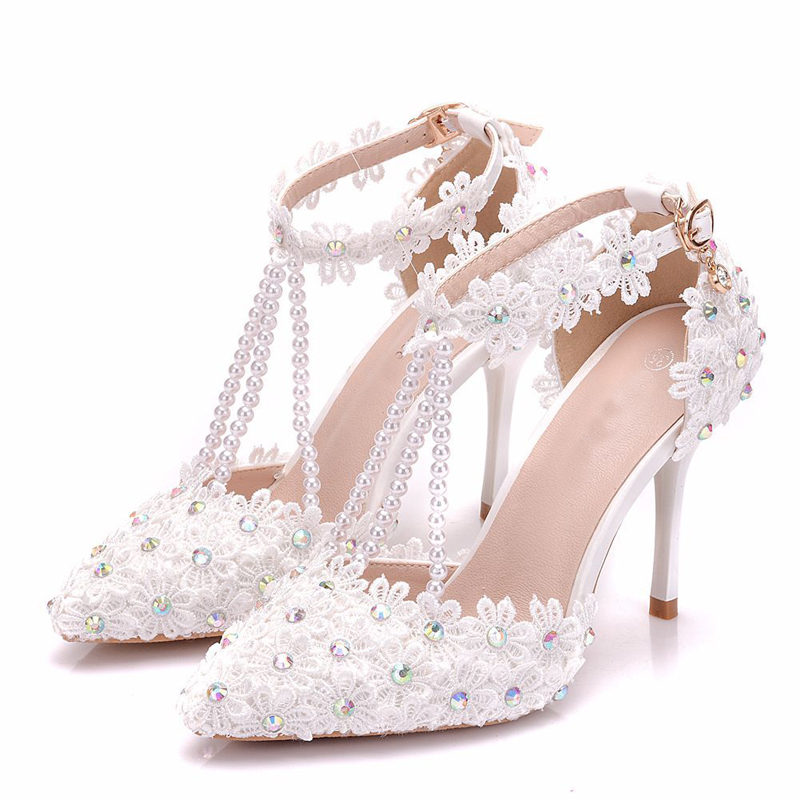 Fashion Lady Wedding Dress Shoes Pointed Toe AB Diamonds Heels Bridal Shoes White Lace Sandals High Heels Party Prom Pumps
Fashion Lady Wedding Dress Shoes Pointed Toe AB Diamonds Heels Bridal Shoes White Lace Sandals High Heels Party Prom Pumps