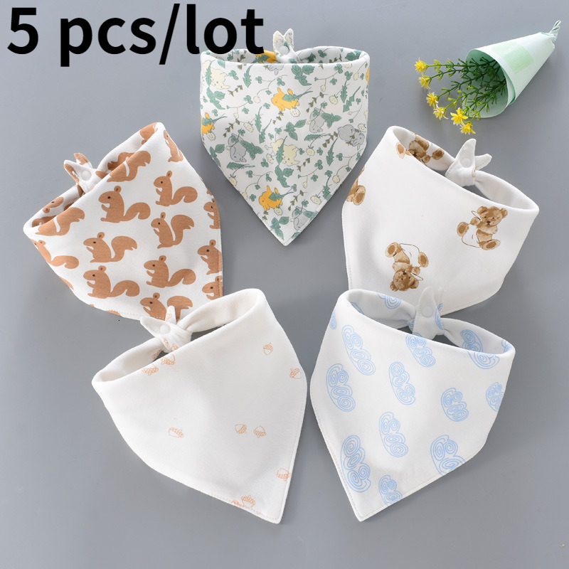 Bibs Burp Cloths Baby Bibs Triangle Double Cotton Cartoon Print Saliva Boys Girls Feeding Apron 230213