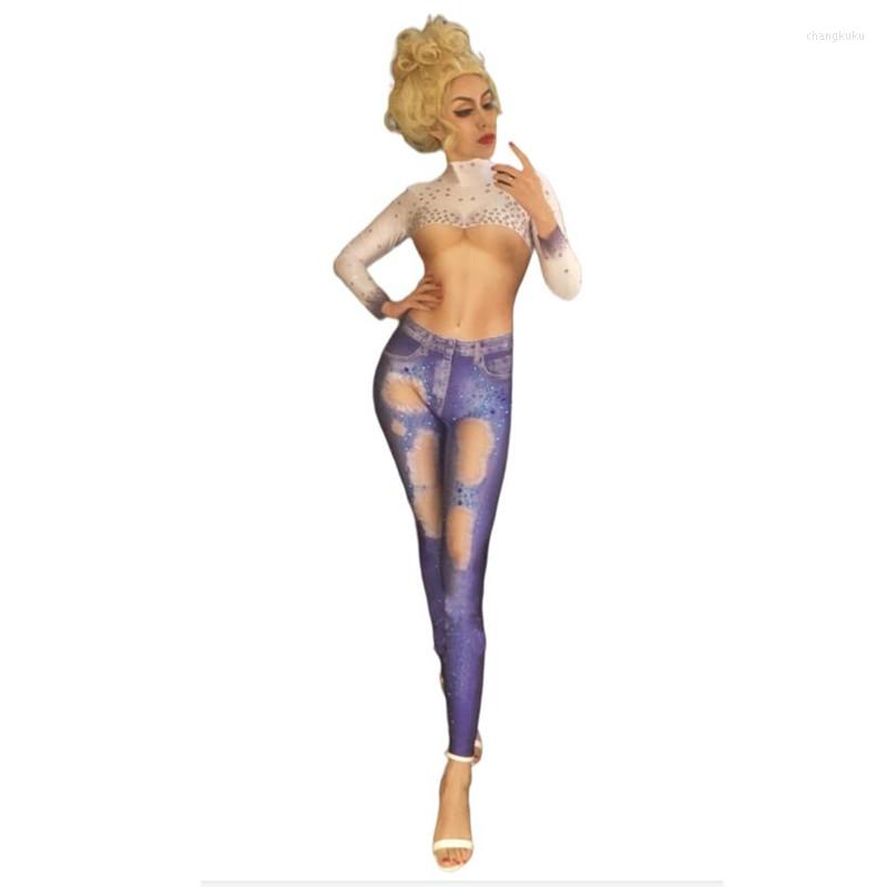 Stage Wear Women's Sexy Blue Denim Nude Jumpsuit One Piece Costume Bodysuit Show Dance Singer Pole Outift
Stage Wear Women's Sexy Blue Denim Nude Jumpsuit One Piece Costume Bodysuit Show Dance Singer Pole Outift