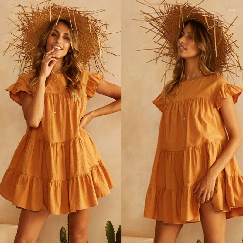 Casual Dresses Summer Beach Mini Ruffle Dress Women Boho Solid Loose Frill Sundress Wrap O-Neck Sexy Party Female, Black
Casual Dresses Summer Beach Mini Ruffle Dress Women Boho Solid Loose Frill Sundress Wrap O-Neck Sexy Party Female, Black