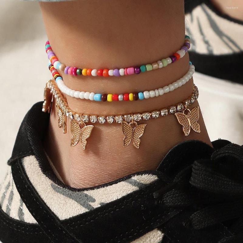 Anklets Rhinestone Zircon Butterfly Female Fashion Bohemian Ethnic Beach Simple Beads Claw Chain Tassel Girls Foot Jewelry Gifts
Anklets Rhinestone Zircon Butterfly Female Fashion Bohemian Ethnic Beach Simple Beads Claw Chain Tassel Girls Foot Jewelry Gifts