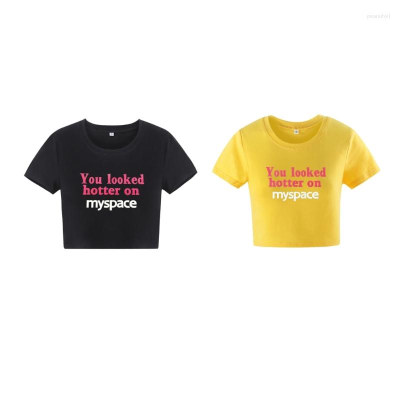 Women' T Shirts F42F Women You Looked Ter On-Myspace Letter Print T-shirt O-neck Graphic Crop Top, Black
Women' T Shirts F42F Women You Looked Ter On-Myspace Letter Print T-shirt O-neck Graphic Crop Top, Black