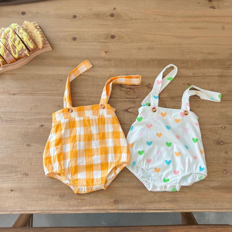 Rompers 2023 Summer Baby Strap Bodysuit Infant Sleeveless Plaid Jumpsuit Cute Heart Print Girls Overalls Cotton Boy Clothes
Rompers 2023 Summer Baby Strap Bodysuit Infant Sleeveless Plaid Jumpsuit Cute Heart Print Girls Overalls Cotton Boy Clothes