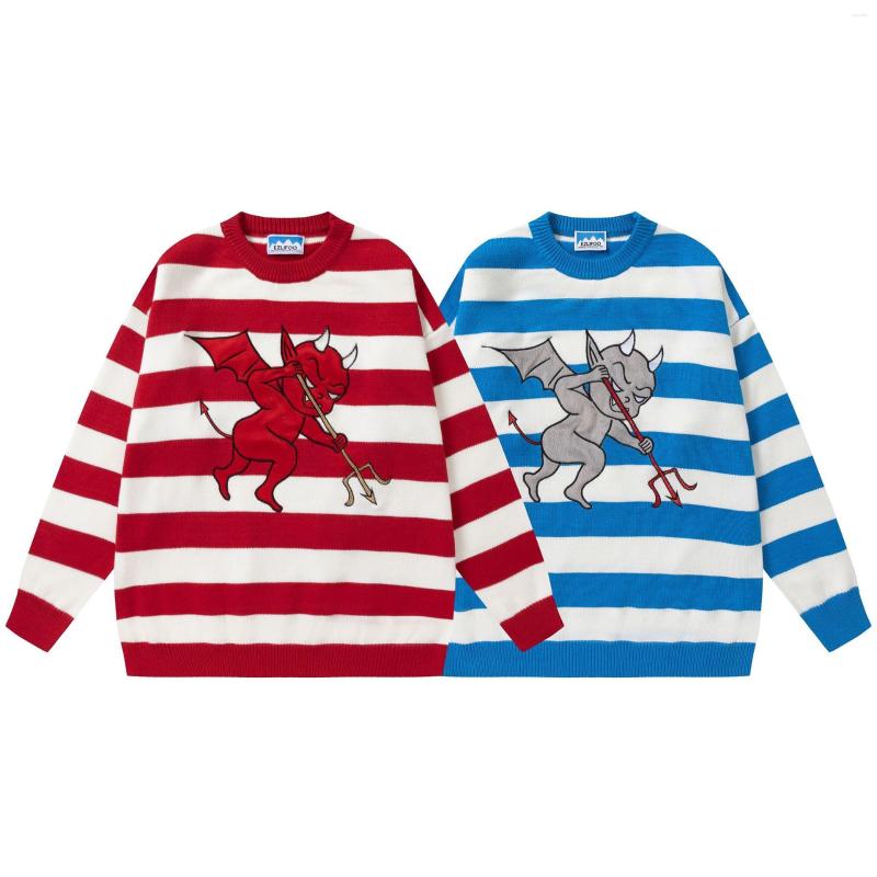 Men' Sweaters Men Fashion Loose Warm Pullover Retro Little Devil Stripe Sweater Couple Harajuku Jumpers Street Casual Comfortable Knitwear, Blue
Men' Sweaters Men Fashion Loose Warm Pullover Retro Little Devil Stripe Sweater Couple Harajuku Jumpers Street Casual Comfortable Knitwear, Blue