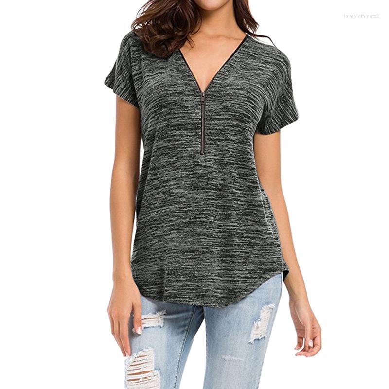 Women' T Shirts Zipper Short Sleeve Women Sexy V Neck Solid Womens Tops And Casual Tee Female Clothes, Grey
Women' T Shirts Zipper Short Sleeve Women Sexy V Neck Solid Womens Tops And Casual Tee Female Clothes, Grey