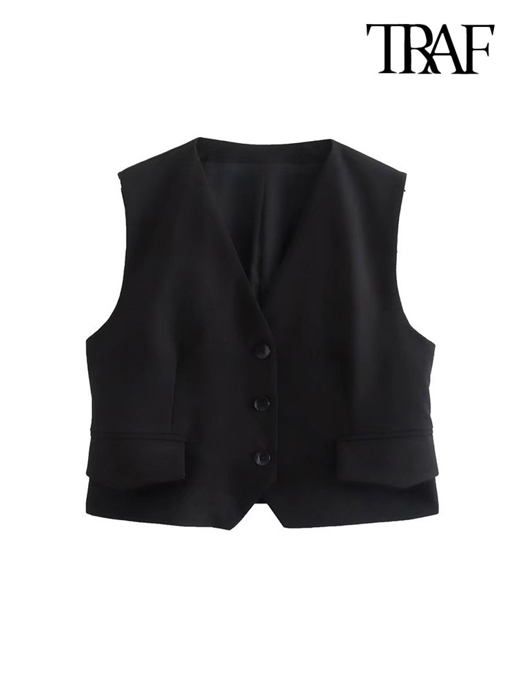 Women's Two Piece Pants TRAF Women Fashion Front Buttons Waistcoat And High Waist Bermuda Shorts Female Two Pieces Sets Mujer 230214