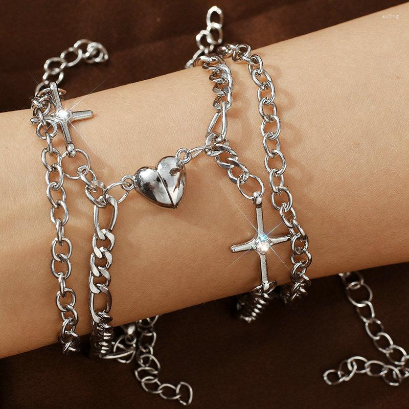Charm Bracelets 2Pcs/Set Double Layer Love Heart Magnetic Couple For Women Men Silver Color Matching Chain Bracelet Lover Jewelry Gift
Charm Bracelets 2Pcs/Set Double Layer Love Heart Magnetic Couple For Women Men Silver Color Matching Chain Bracelet Lover Jewelry Gift
