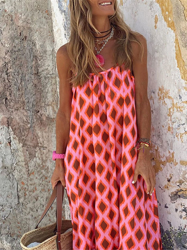 Casual Dresses Vintage Long Women Summer Sleeveless Sexy Off Shoulder Sling Ladies Backless Maxi Boho Robe Femme 230214