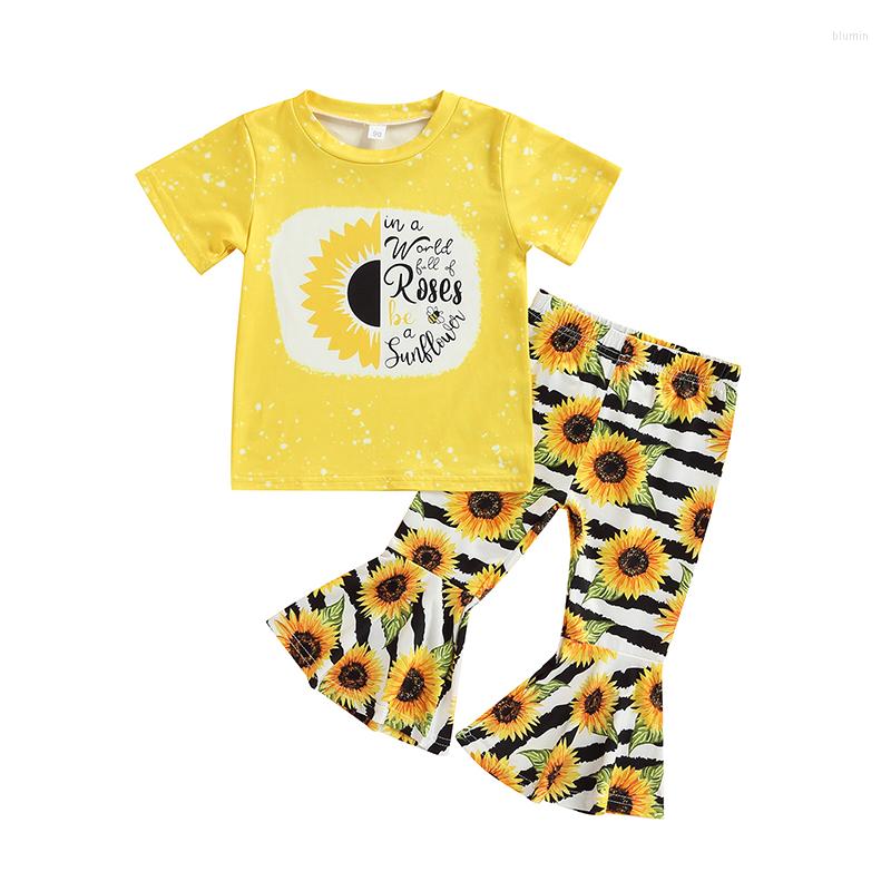 Clothing Sets 2Pcs Girls Outfits Sunflower Print O-Neck Short-Sleeves T-Shirt Bell-Bottoms Set For Kids 1-6 Years, Picture shown
Clothing Sets 2Pcs Girls Outfits Sunflower Print O-Neck Short-Sleeves T-Shirt Bell-Bottoms Set For Kids 1-6 Years, Picture shown