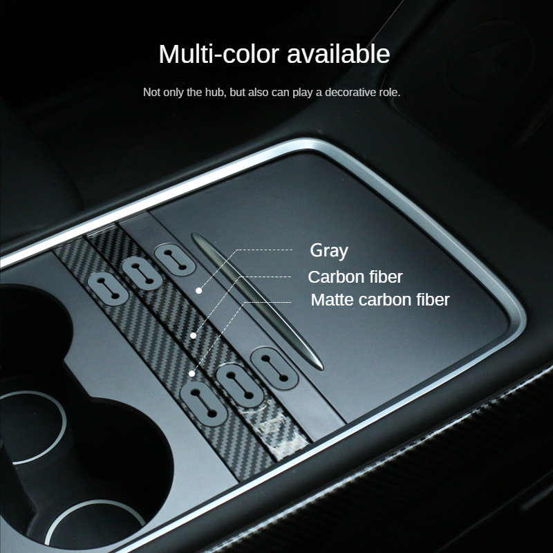 For Tesla Model 3 Y Accessories Central Control Cable Box Charging Data Cable Hub Storage Interior Modification Parts