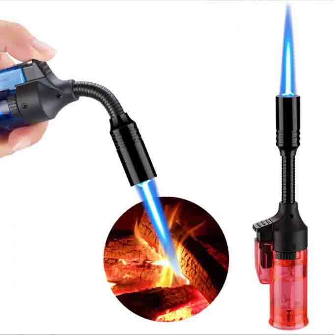 

Latest Plastic Torches torch Jet lighter With Adjustable Head 360° Rotation Windproof Butane flame Refillable Cigarette lighters Cigar igniter 4 colors