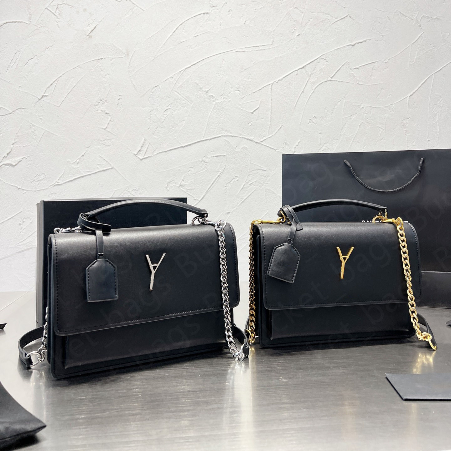 SUNSET bag designer tote bags totes designer handbag women Chains Crossbody Shoulder Bag High quality Luxury Handbags Fashion Satchel Bag with double Flap with Box, Black-2 layers
SUNSET bag designer tote bags totes designer handbag women Chains Crossbody Shoulder Bag High quality Luxury Handbags Fashion Satchel Bag with double Flap with Box, Black-2 layers
