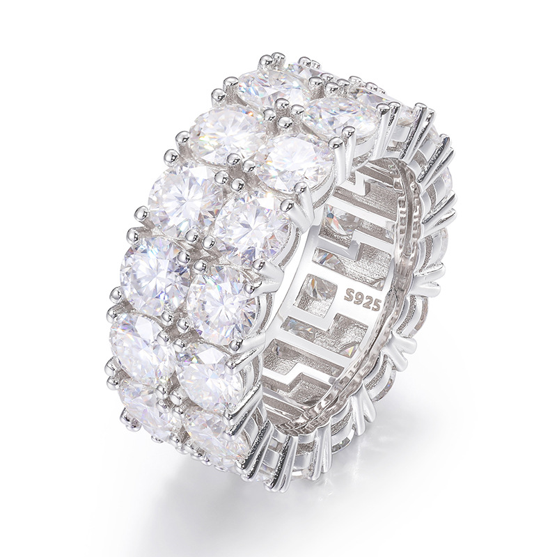 Allergic Free 925 Sterling Silver Bling VVS Moissanite Diamond Ring for Men Women Fashion Jewelry Gift Size 6-12