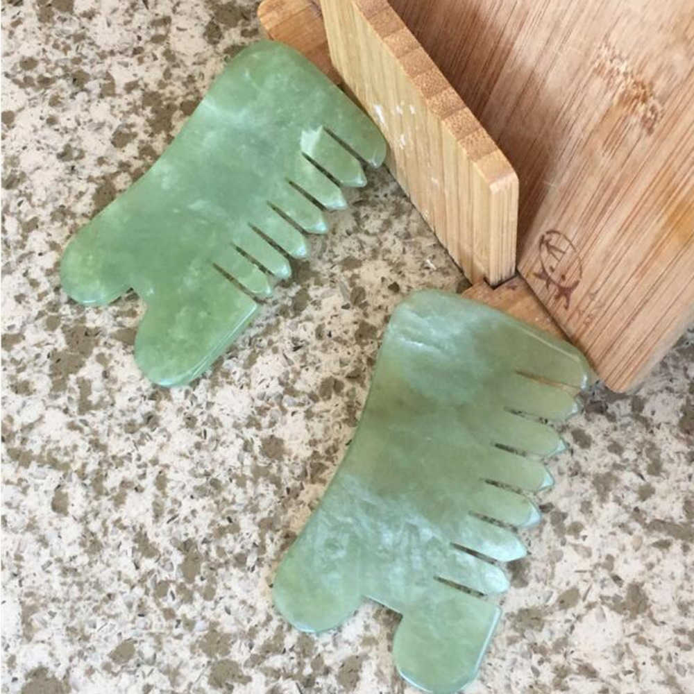 50pcs Natural Jade Stone Massage Combs 2 IN 1 Guasha Board Square Shape Hand Massager Relaxation Skin Facial Care Tools Peines De Masaje