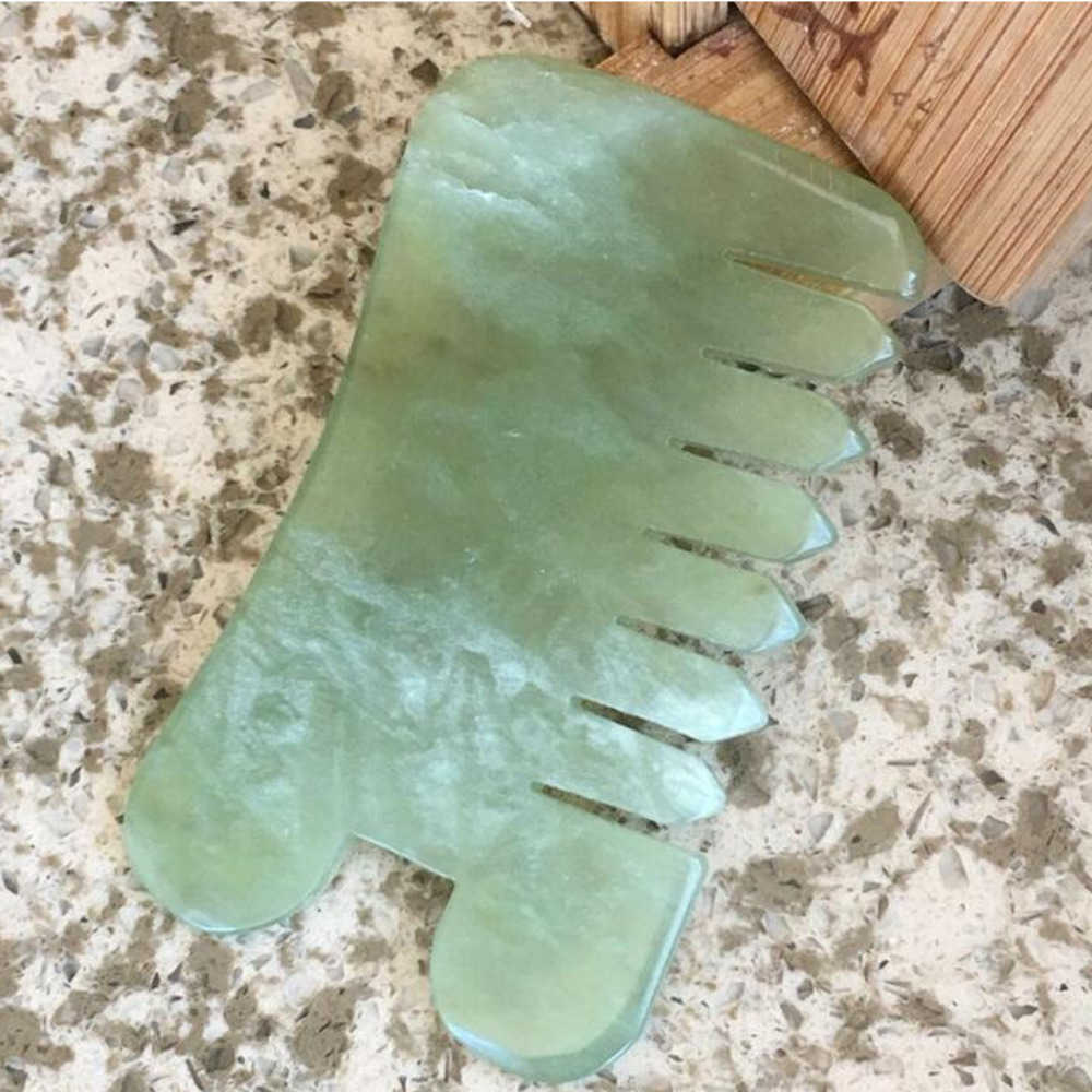 50pcs Natural Jade Stone Massage Combs 2 IN 1 Guasha Board Square Shape Hand Massager Relaxation Skin Facial Care Tools Peines De Masaje