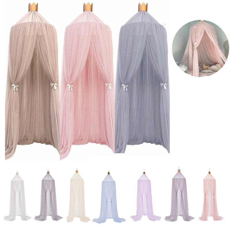Mosquito Net 6 Colors Hanging Kids Baby Bedding Dome Canopy Mosquito Net Princess Bed Girl Room Decoration Bed Canopy Pest control Reject Net 230214
