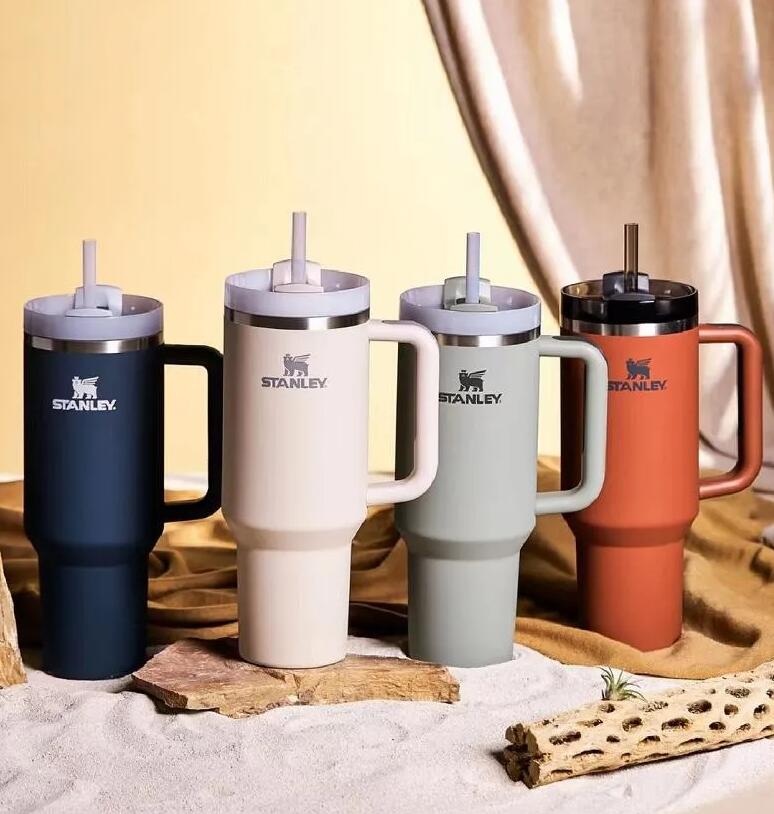 Stanley 40oz stainless steel tumblers Cup with Logo handle lid straws big capacity Car Travel mugs outdoor camping cup vacuum insulated water bottles 0216