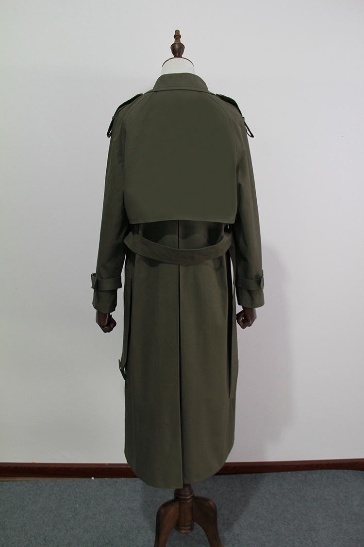 Womens Trench Coats Fashion Fall Autumn Casual Double Breasted Turn Down Collar Classic Long Coat With Belt Chic Female Windbreaker 230215