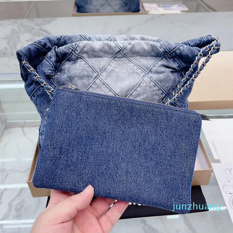 Designer Women 22 Hobo Quilted Denim Shopping Bag France Luxury Brand C Silver Chain Drawstring Tote Crossbody Handbag Lady Large Shoulder Bags 77, Blue
Designer Women 22 Hobo Quilted Denim Shopping Bag France Luxury Brand C Silver Chain Drawstring Tote Crossbody Handbag Lady Large Shoulder Bags 77, Blue
