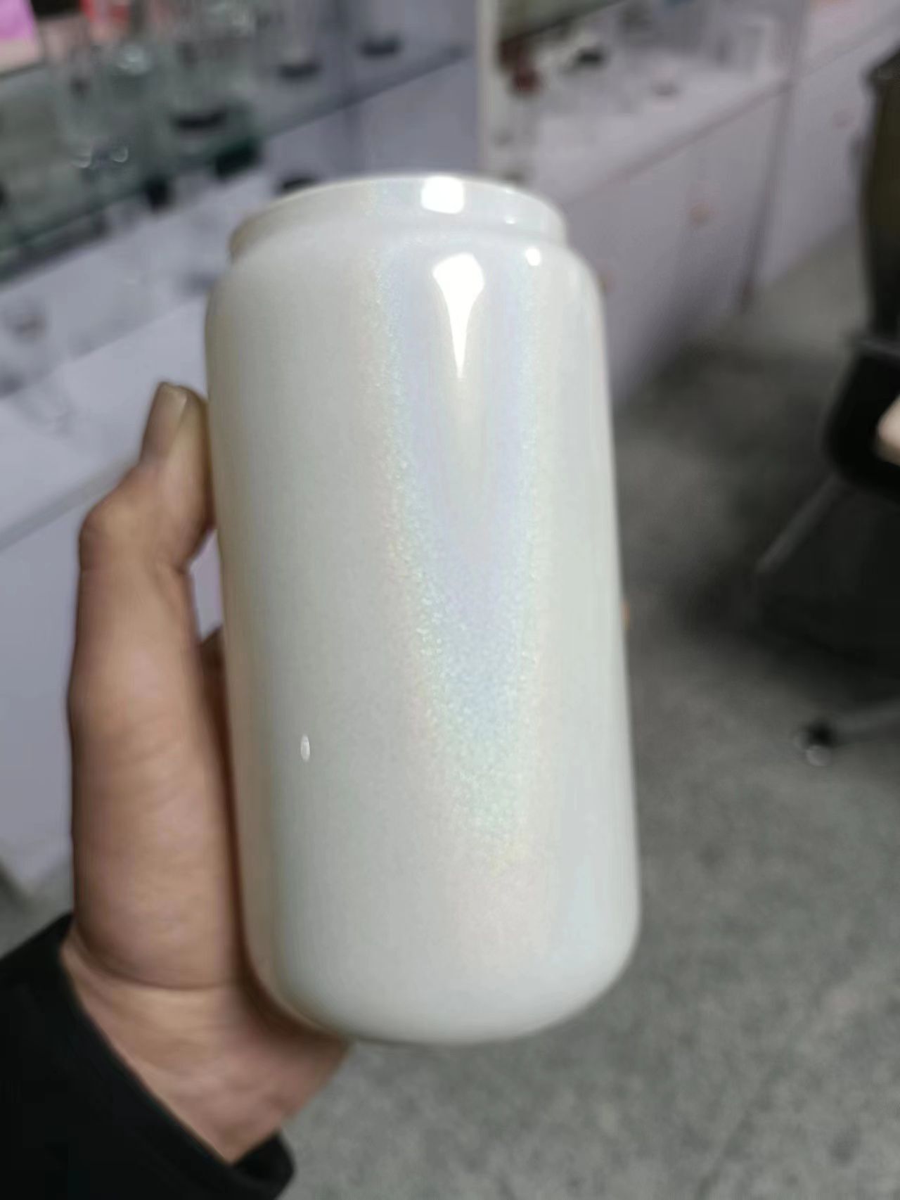 sublimation 16oz glitter glass tumbler with bamboo lid reusable straw shimmer glass tumblers beer Can Soda Can Cup drinking cups