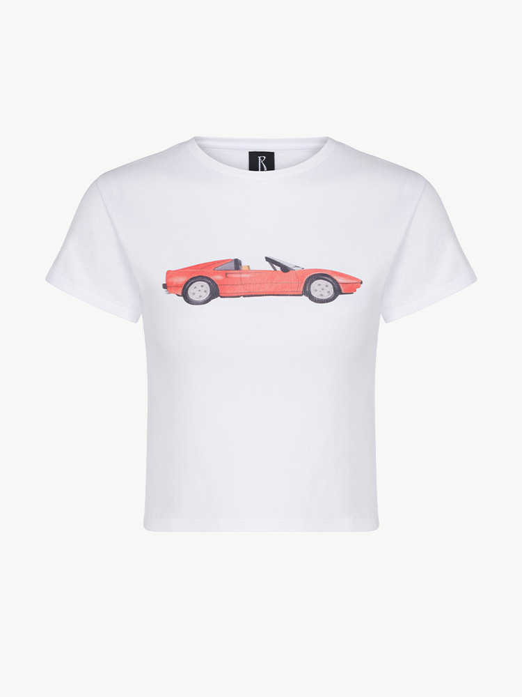 23ss Realisation par Women Designer T shirt Red Car Digital Print Stretch Cloth Fashion Tops Short-sleeved T-shirt, White
23ss Realisation par Women Designer T shirt Red Car Digital Print Stretch Cloth Fashion Tops Short-sleeved T-shirt, White