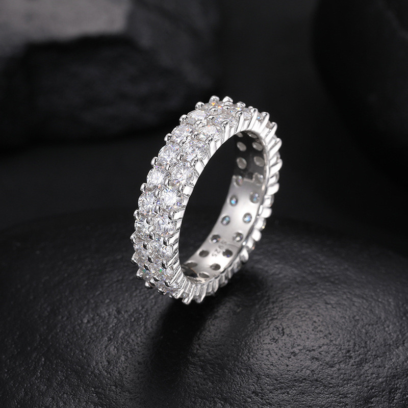 Bling Iced Out VVS Moissanite Ring 925 Sterling Silver Diamond Rings for Men Women Fashion Jewelry Gift