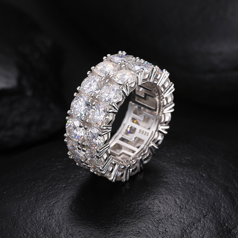 Allergic Free 925 Sterling Silver Bling VVS Moissanite Diamond Ring for Men Women Fashion Jewelry Gift Size 6-12