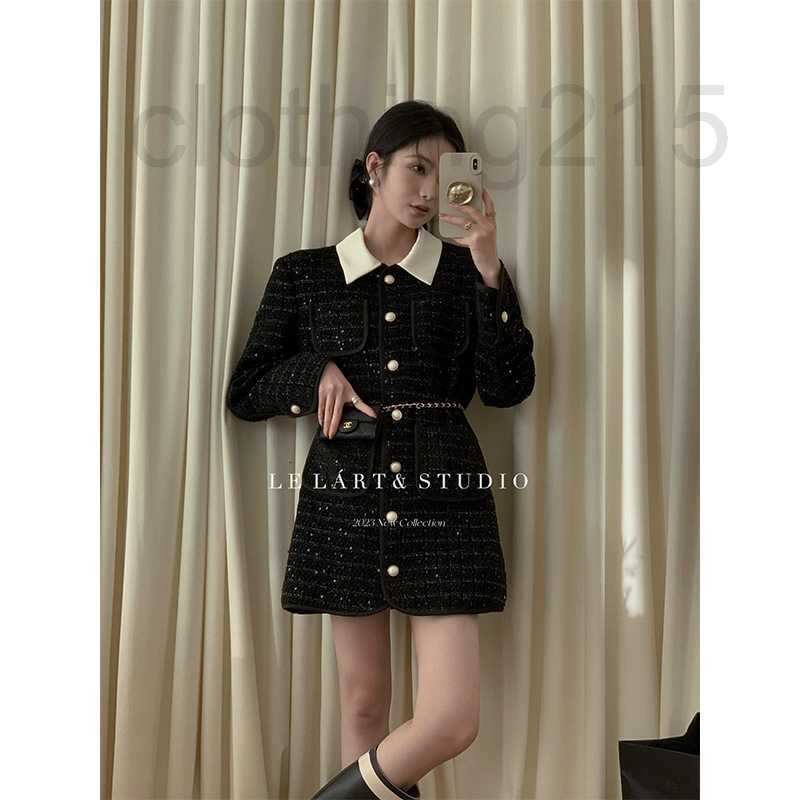 Two Piece Dress Designer LELART2023 13-line spring sequin high-waisted skirt color-blocking lapel tweed dress for women 4HEF, Black
Two Piece Dress Designer LELART2023 13-line spring sequin high-waisted skirt color-blocking lapel tweed dress for women 4HEF, Black