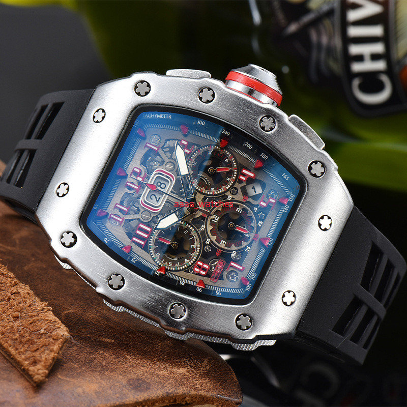 2026 new sports quartz watch business fashion electroplating process six needle running second design wine barrel type watches