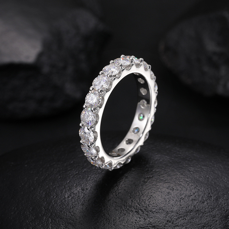 925 Sterling Silver Bling Iced Out 5mm VVS Moissanite Ring Diamond Rings for Men Women Fashion Jewelry Gift