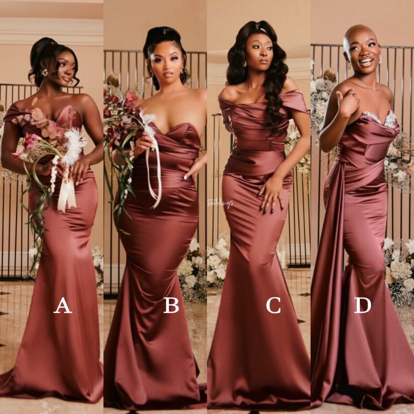 Mermaid Bridesmaid Dresses Off Shoulder African Wedding Guest Party Gowns Crystal Black Women Evening Dress Plus Size Maid Of Honor Robes De Soiree Sw