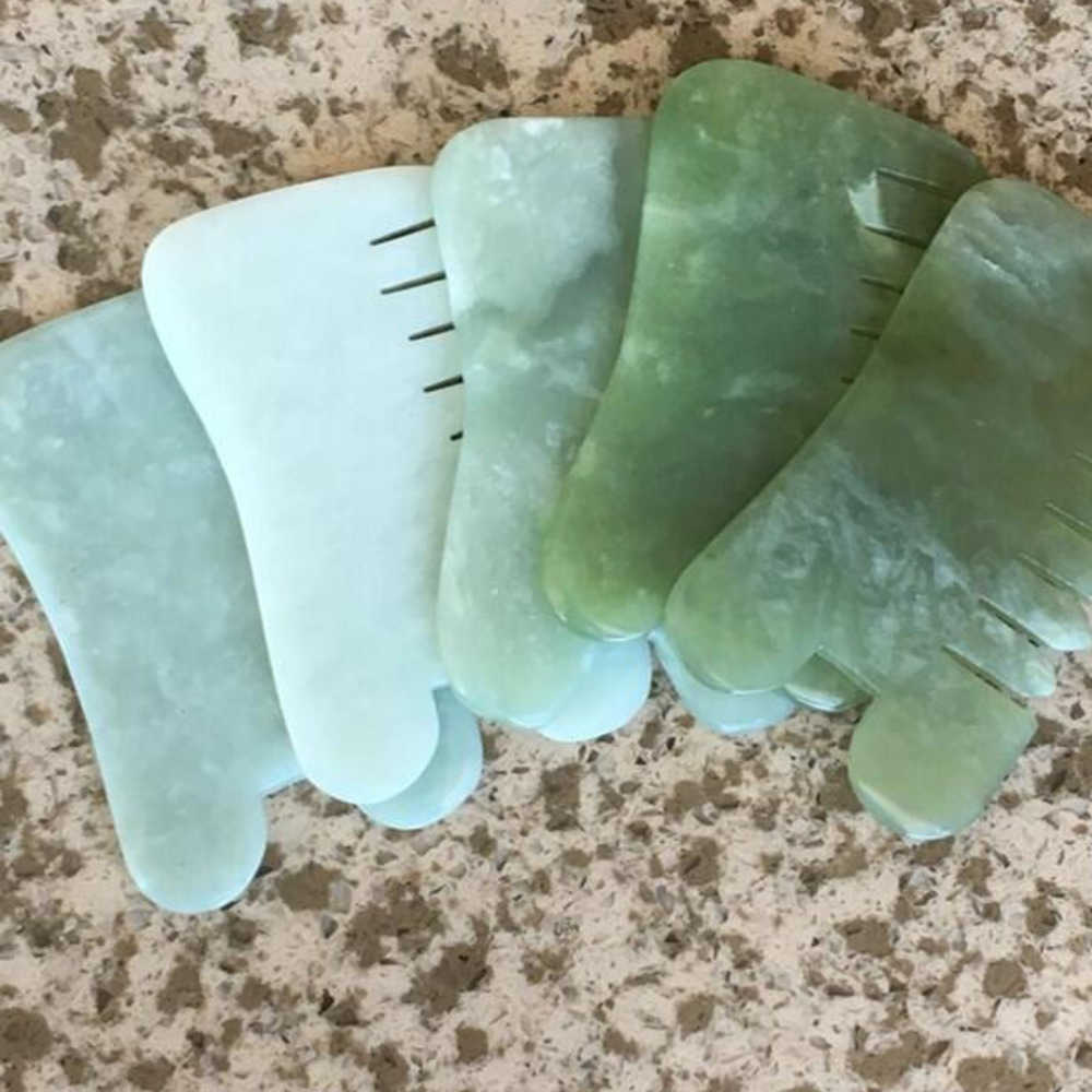 50pcs Natural Jade Stone Massage Combs 2 IN 1 Guasha Board Square Shape Hand Massager Relaxation Skin Facial Care Tools Peines De Masaje