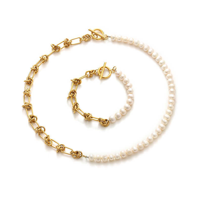 Nice Half Chain Half Freshwater Pearl Chokers Fresh Water Pearl Necklace Set 18k Real Gold Plated Necklace for Men and Women
Nice Half Chain Half Freshwater Pearl Chokers Fresh Water Pearl Necklace Set 18k Real Gold Plated Necklace for Men and Women