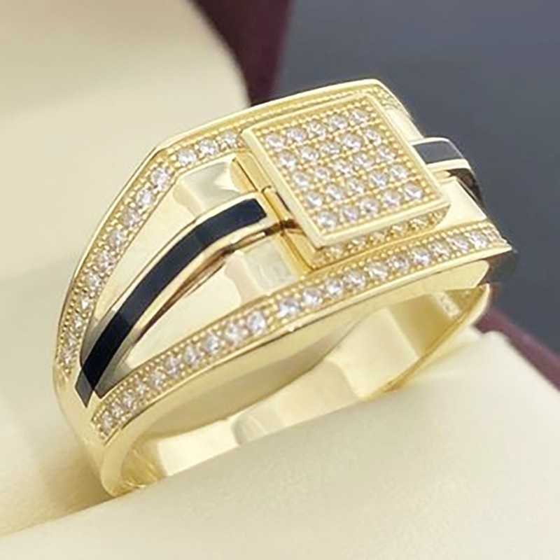 Band Rings Business Men's Gold Colors Inlaid Zircon Stones Wedding Rings for Men Noble Temperament Engagement Party Jewelry Gift G230213
Band Rings Business Men's Gold Colors Inlaid Zircon Stones Wedding Rings for Men Noble Temperament Engagement Party Jewelry Gift G230213