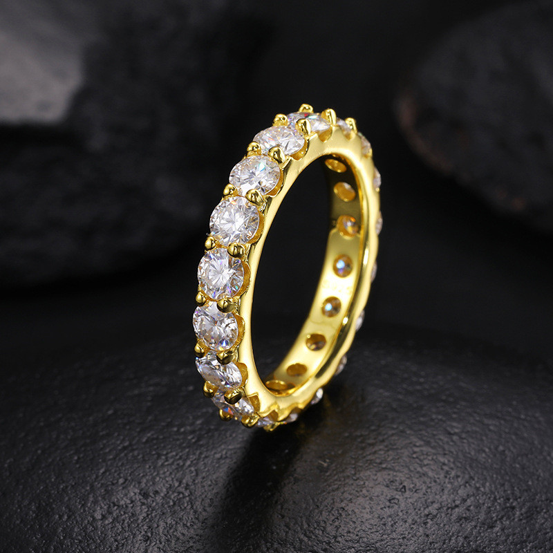 925 Sterling Silver Bling Iced Out 5mm VVS Moissanite Ring Diamond Rings for Men Women Fashion Jewelry Gift