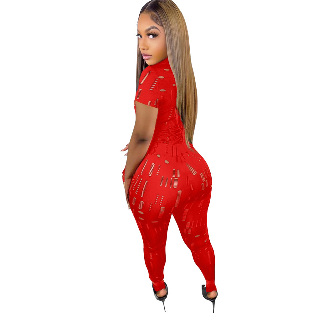 Designer Tracksuits Summer Two Piece Sets Womens Outfits Ripped Sprotswear Short Sleeve Pullover T-shirt and Pants Casual holes Sports suits 9272