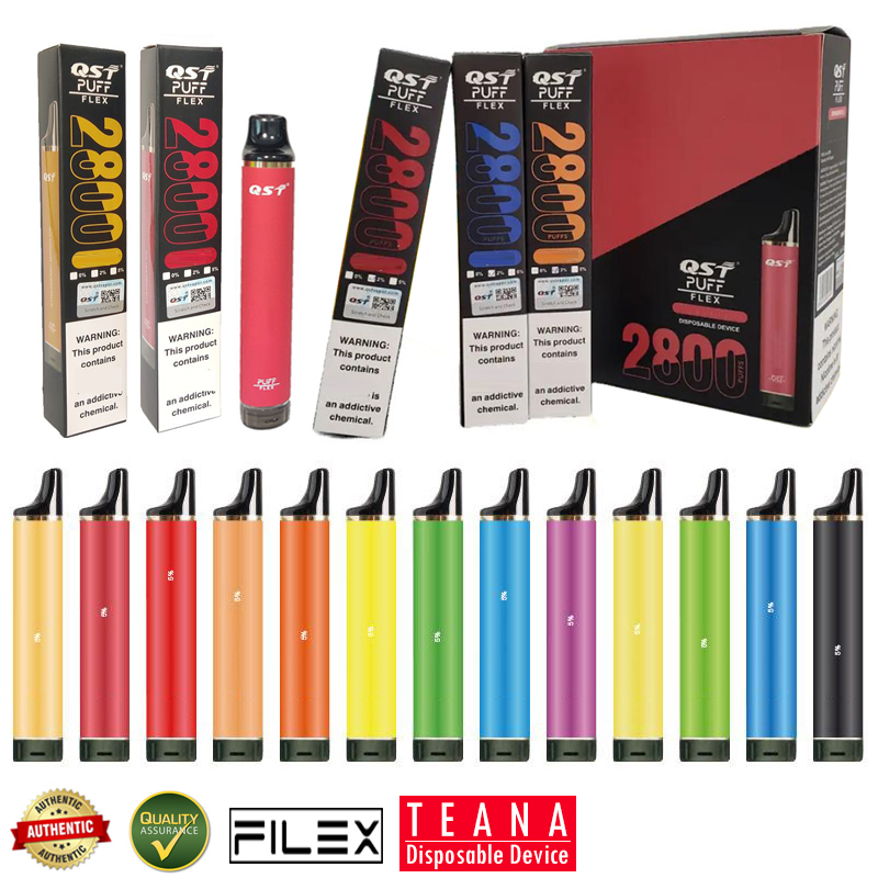Original QST Puff Flex Disposable Vape 2% 5% E Cigarette 2800 Puffs 1000mAh 8ml Pre-filled Pods Cartridges 25 Colors Vaporizers Electronic Cigarettes Puffbars Vapes
Original QST Puff Flex Disposable Vape 2% 5% E Cigarette 2800 Puffs 1000mAh 8ml Pre-filled Pods Cartridges 25 Colors Vaporizers Electronic Cigarettes Puffbars Vapes