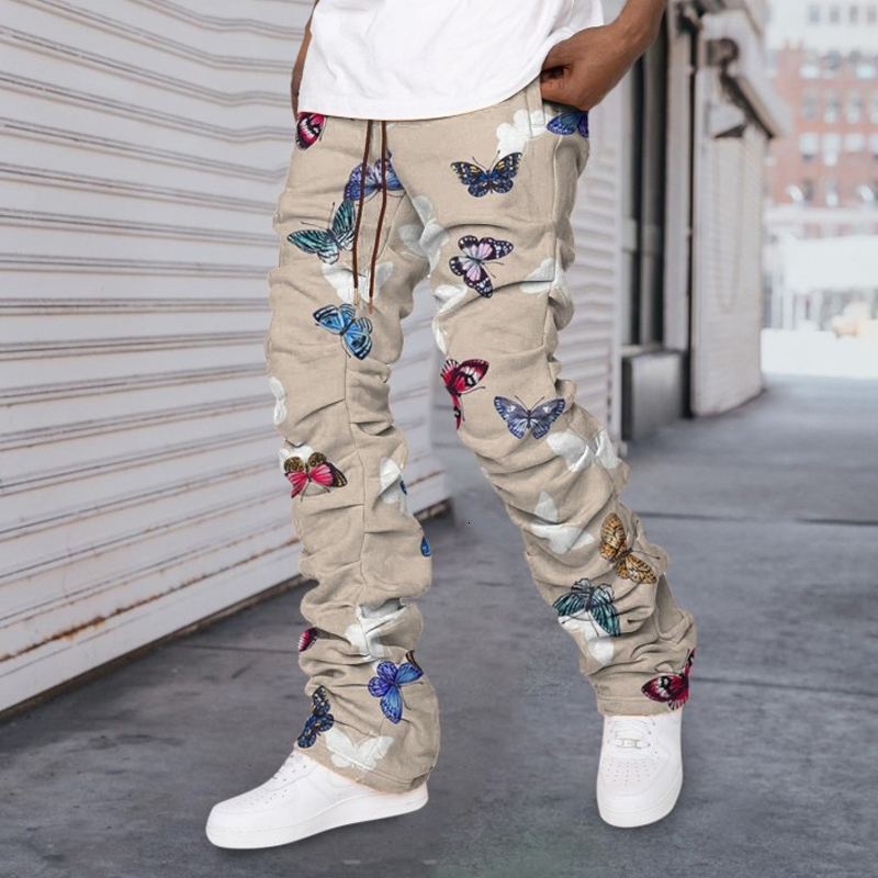 Mens Pants High Street Casual Straight Fashion Mid Waist Button Trouser Autumn Vintage Men Long Pant 230214