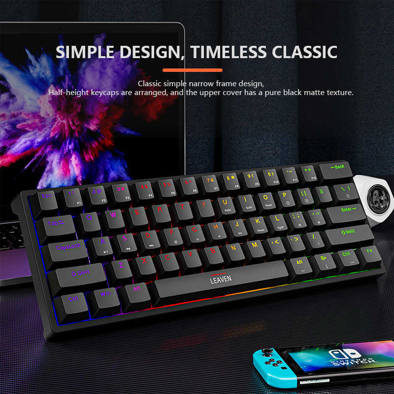 Keyboards 61 Keys 60% Mini Gaming Mechanical Keyboard RGB Hotswap Type-C Wired Gaming Keyboards Ergonomics Keyboard PBT Keycaps For Gamer T230215