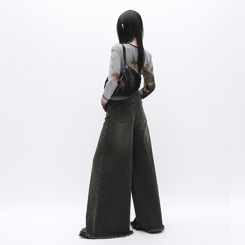 Women's Jeans Karrcat Grunge Wide Leg Jeans Vintage Gothic Black Jeans Korean Loose Boyfriend Jeans Dark Aesthetics Oversized Trousers 90s Y2k 23