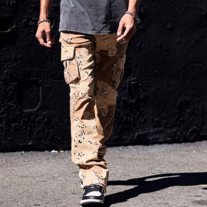 Mens Pants High Street Casual Straight Fashion Mid Waist Button Trouser Autumn Vintage Men Long Pant 230214