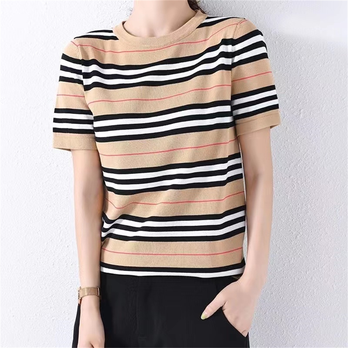 Knitting Shirts Sweater Women's Round neck striped Long Sleeve Women High Jacquard Cardigan knitting Sweaters Coats Pullovers