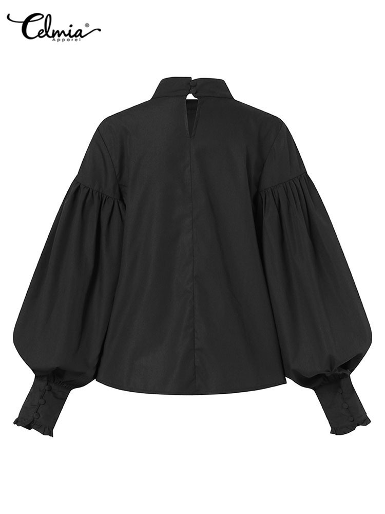 Women's Blouses Shirts Celmia Big Lantern Sleeve Women Blouses Elegant Streetwear Party White Shirts Fashion Stand Collar Casual Loose Blusas Top