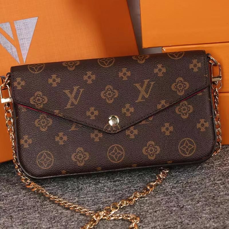 Multi Felicie Pochette Women Chain Bags Wallet Messenger Leather Handbags Shoulder Flower Purse Crossbody Bag 3pcs set