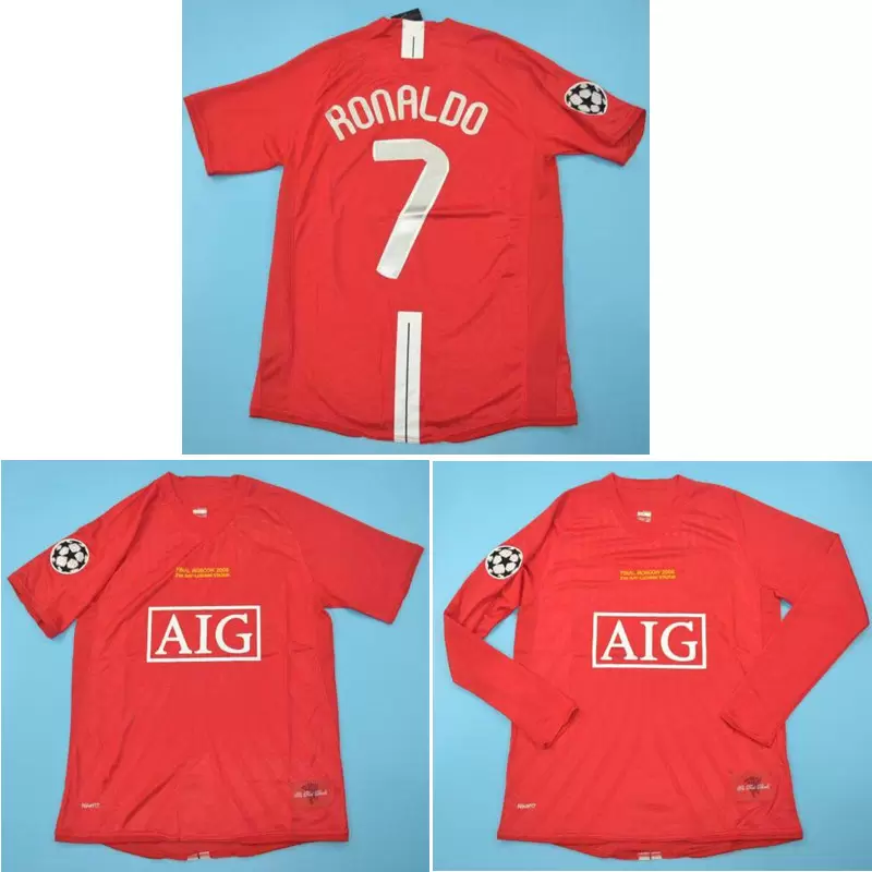 Top 2008 FINAL MOSCOW RONALDO Retro Jerseys Classic Vintage 08 09 SCHOLES VIDIC Soccer jersey ROONEY football shirts GIGGS maillot de foot