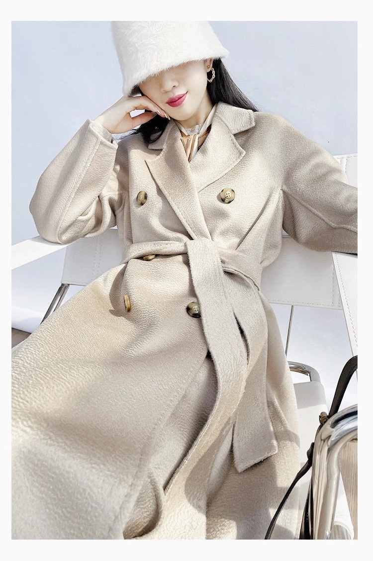 Elegant Womens Cashmere Coat Stylish Midlength Wool Jacket For Autumn & Winter Fashion